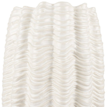 24" Cream Cylinder Ceramic Sculptural Waves Table Vase HomeRoots