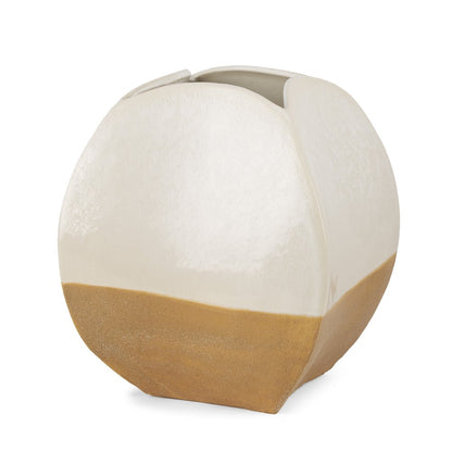 10" Beige And Cream Color Block Ceramic Table Vase HomeRoots