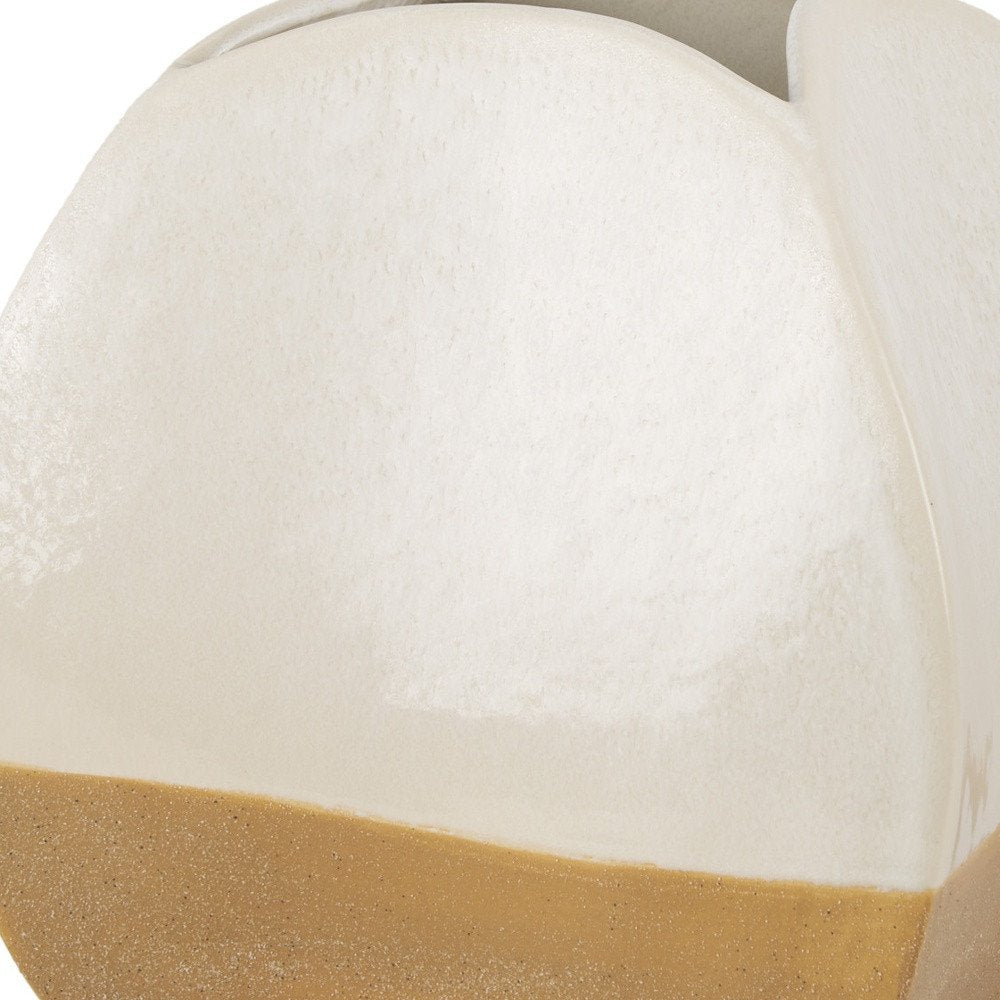 10" Beige And Cream Color Block Ceramic Table Vase HomeRoots