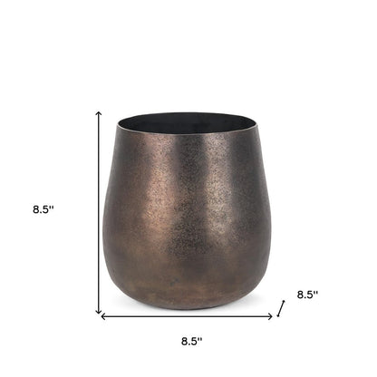 9" Antiqued Gold Aluminum Cylinder Table Vase HomeRoots