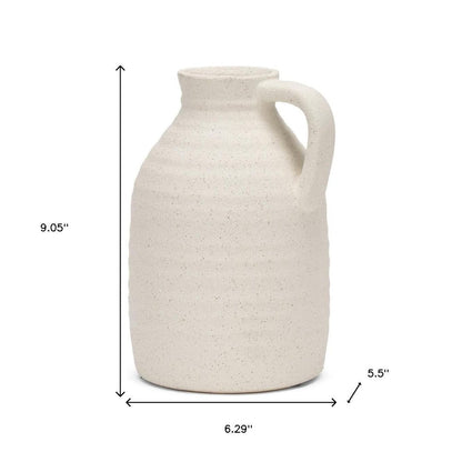 9" Off White Ceramic Jug Table Vase HomeRoots