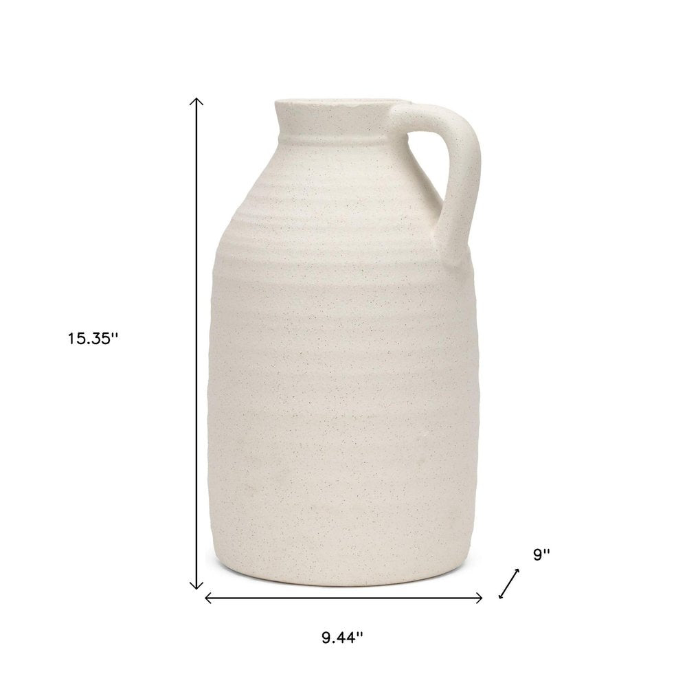 15" Off White Ceramic Jug Table Vase — view 5