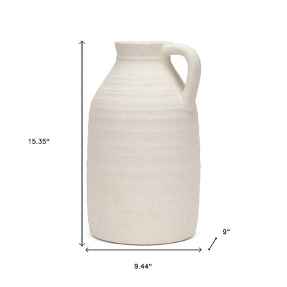 15" Off White Ceramic Jug Table Vase HomeRoots