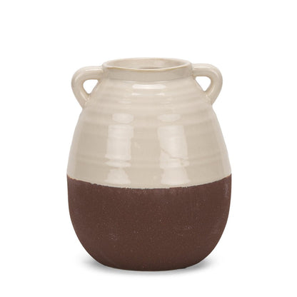 11" Brown And Cream Ceramic Amphora Table Vase HomeRoots