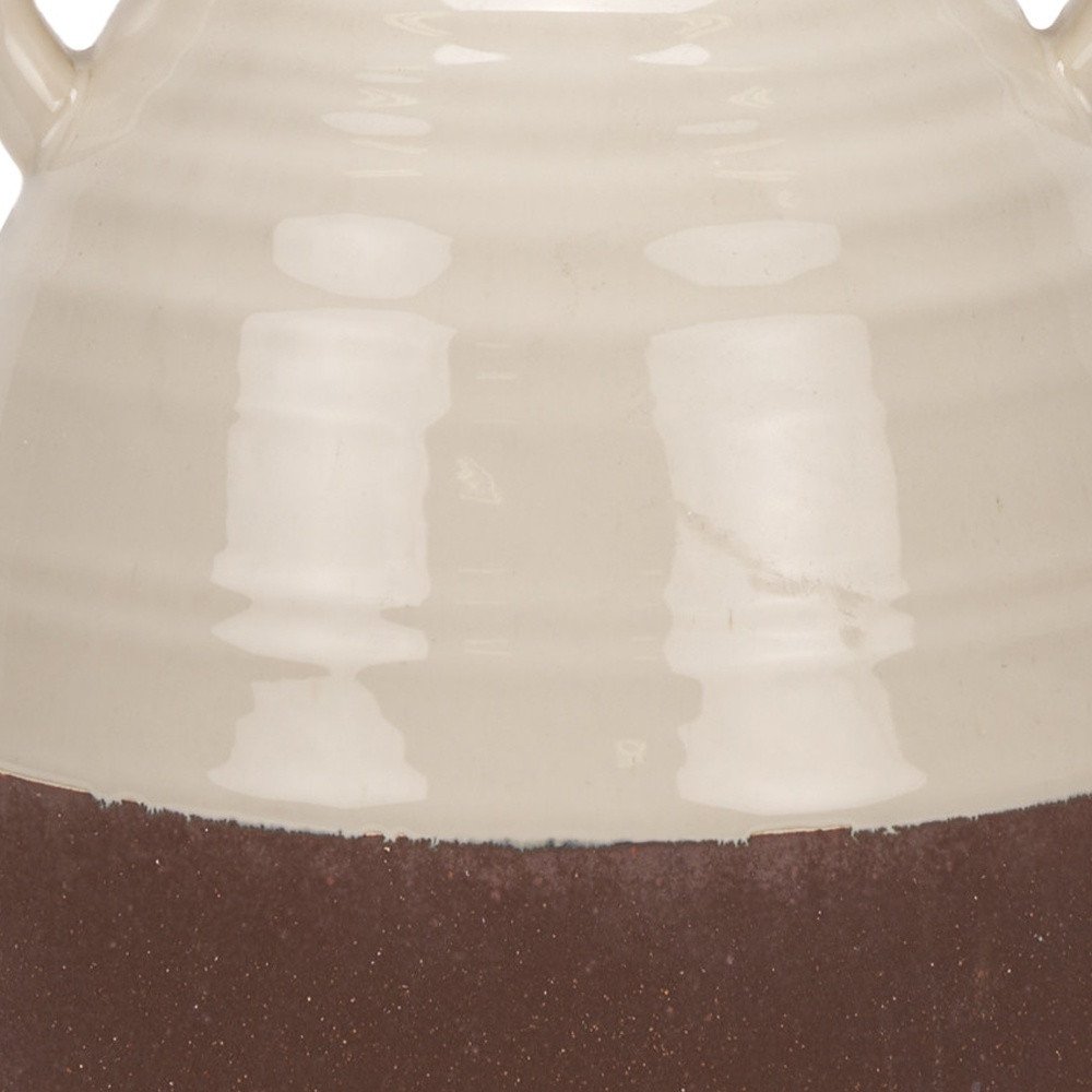 11" Brown And Cream Ceramic Amphora Table Vase HomeRoots