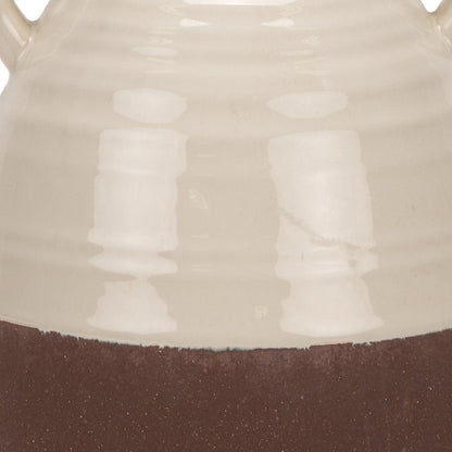 11" Brown And Cream Ceramic Amphora Table Vase HomeRoots