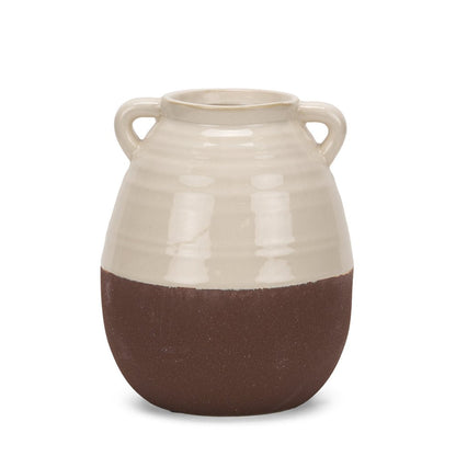11" Brown And Cream Ceramic Amphora Table Vase HomeRoots