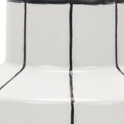 13" White And Black Striped Ceramic Cylinder Table Vase HomeRoots