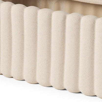 6" Beige Oval Ceramic Ribbed Texture Table Vase HomeRoots