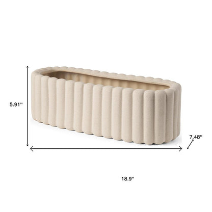 6" Beige Oval Ceramic Ribbed Texture Table Vase HomeRoots