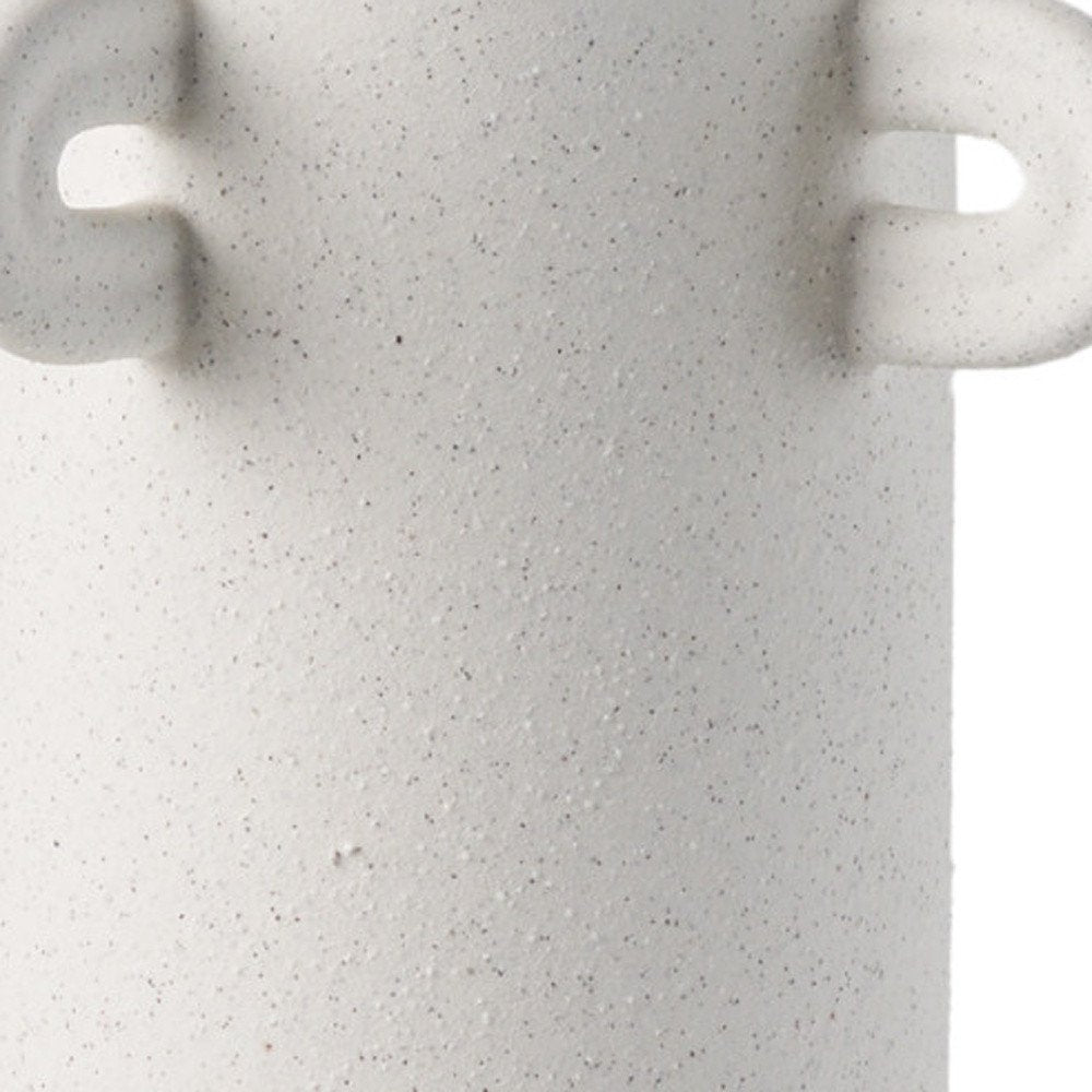16" Off White Cylinder Ceramic Table Vase With Handles — view 2