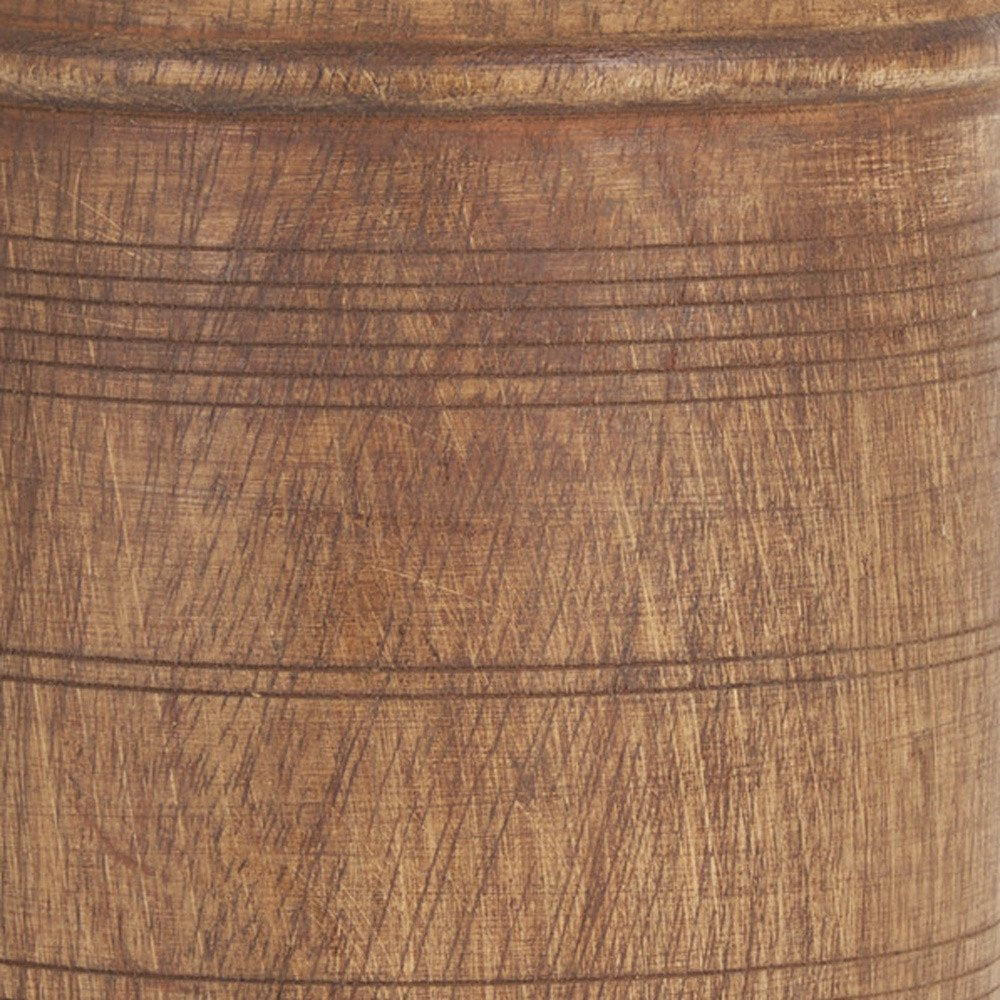 9" Brown Solid Wood Cylinder Table Vase HomeRoots