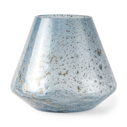 7" Blue Seeded Glass Round Table Vase HomeRoots