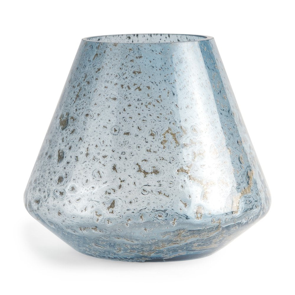 7" Blue Seeded Glass Round Table Vase HomeRoots