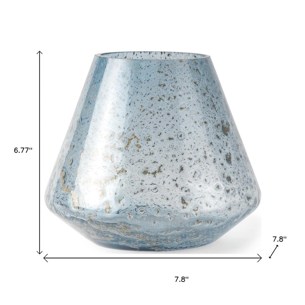 7" Blue Seeded Glass Round Table Vase HomeRoots