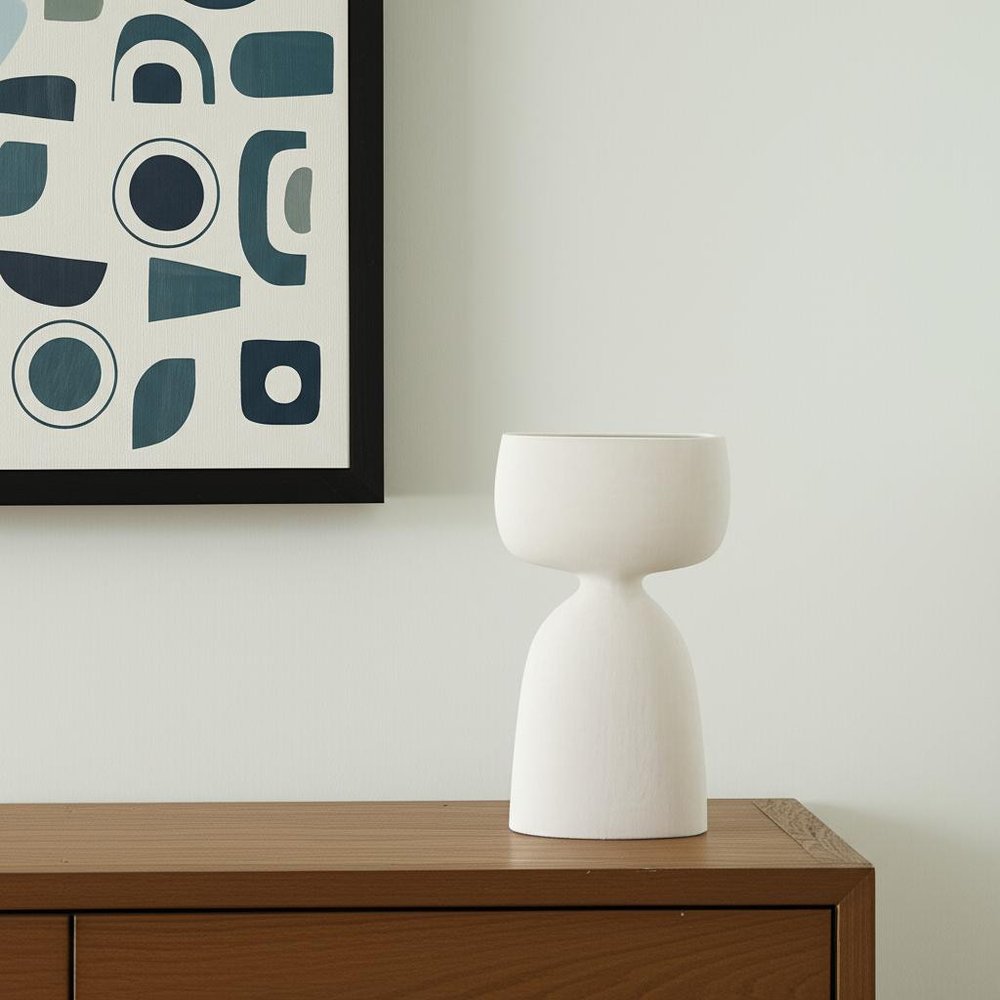 12" White Ceramic Sculptural Table Vase HomeRoots