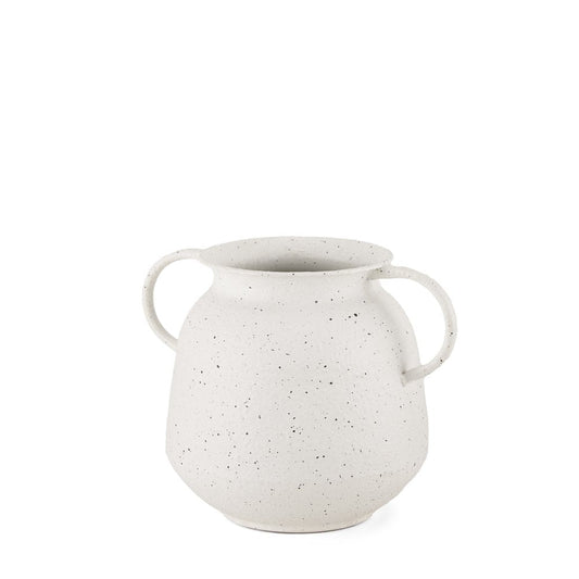7" White Speckle Metal Amphora Table Vase HomeRoots