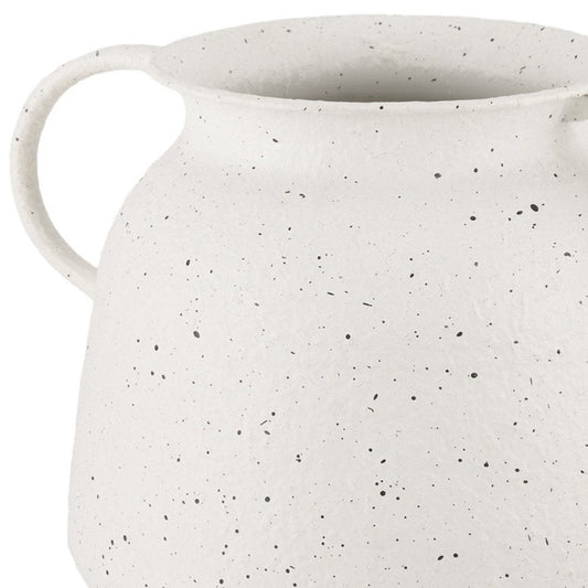 7" White Speckle Metal Amphora Table Vase HomeRoots