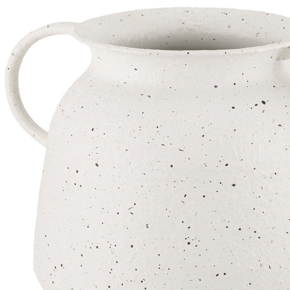 7" White Speckle Metal Amphora Table Vase HomeRoots