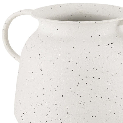 7" White Speckle Metal Amphora Table Vase HomeRoots