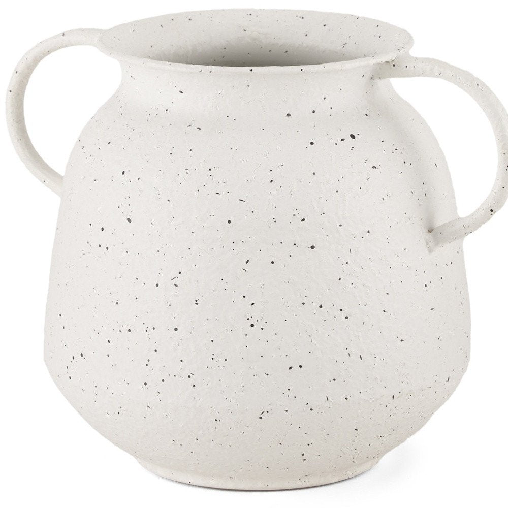 7" White Speckle Metal Amphora Table Vase HomeRoots