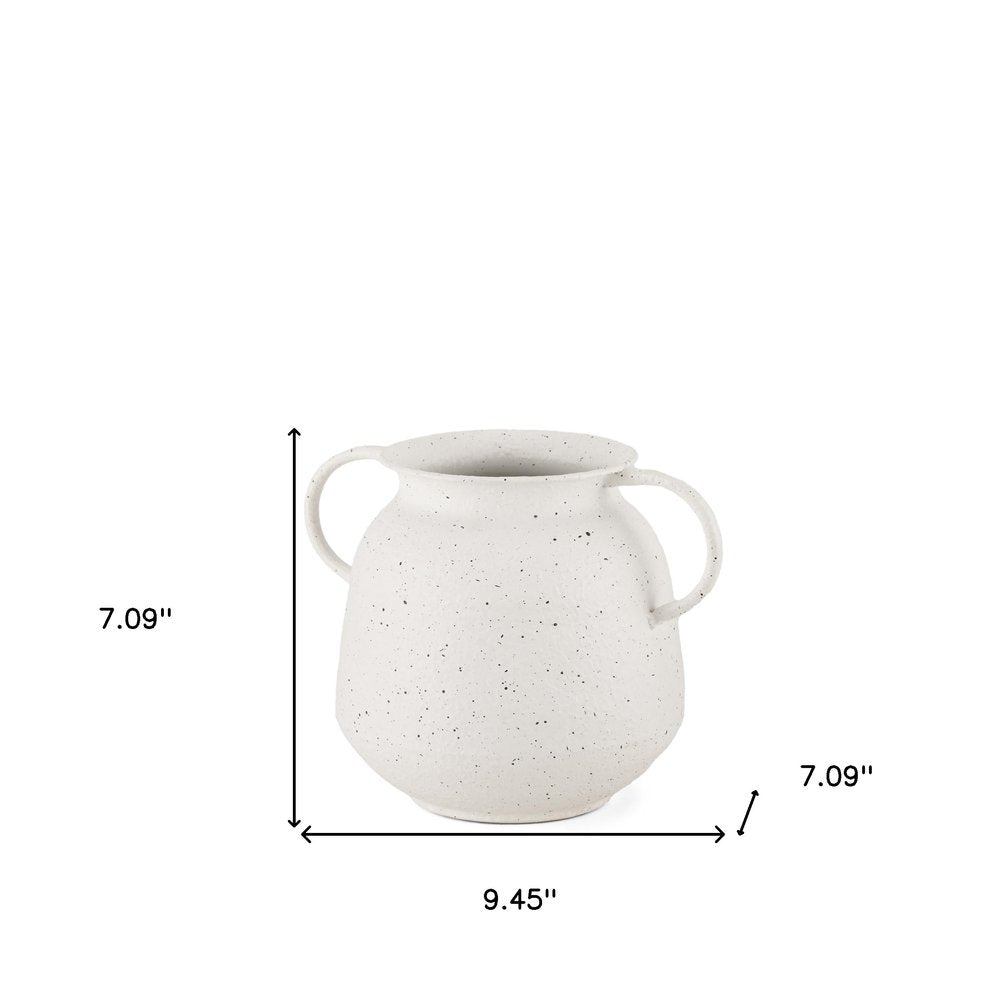 7" White Speckle Metal Amphora Table Vase HomeRoots