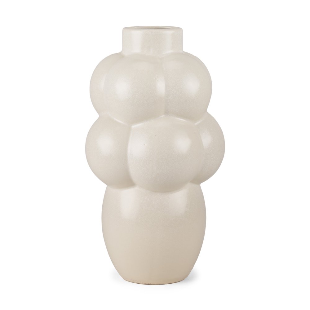 14" Cream Ceramic Modern Abstract Bubbles Table Vase — view 1