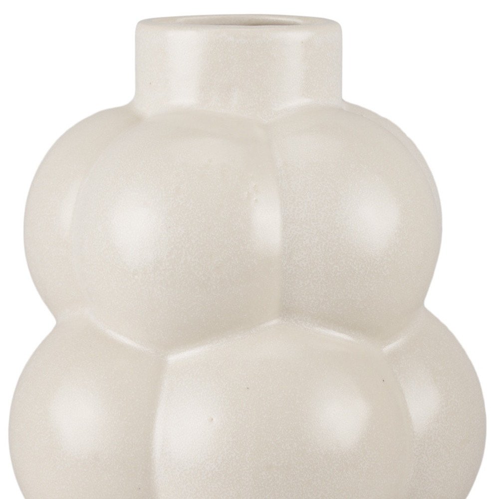 14" Cream Ceramic Modern Abstract Bubbles Table Vase — view 3