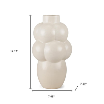 14" Cream Ceramic Modern Abstract Bubbles Table Vase HomeRoots