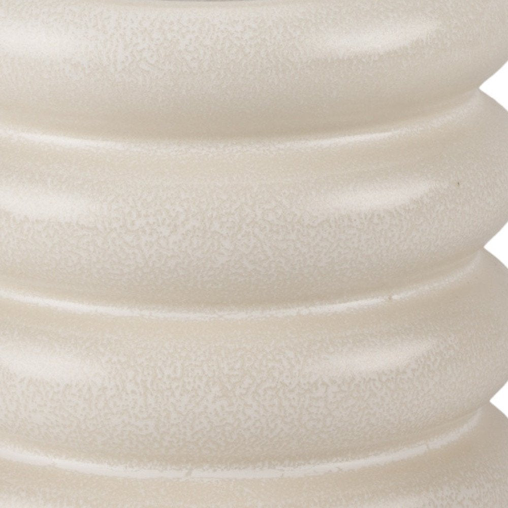 7" Cream Ceramic Stacking Rings Cylinder Table Vase HomeRoots