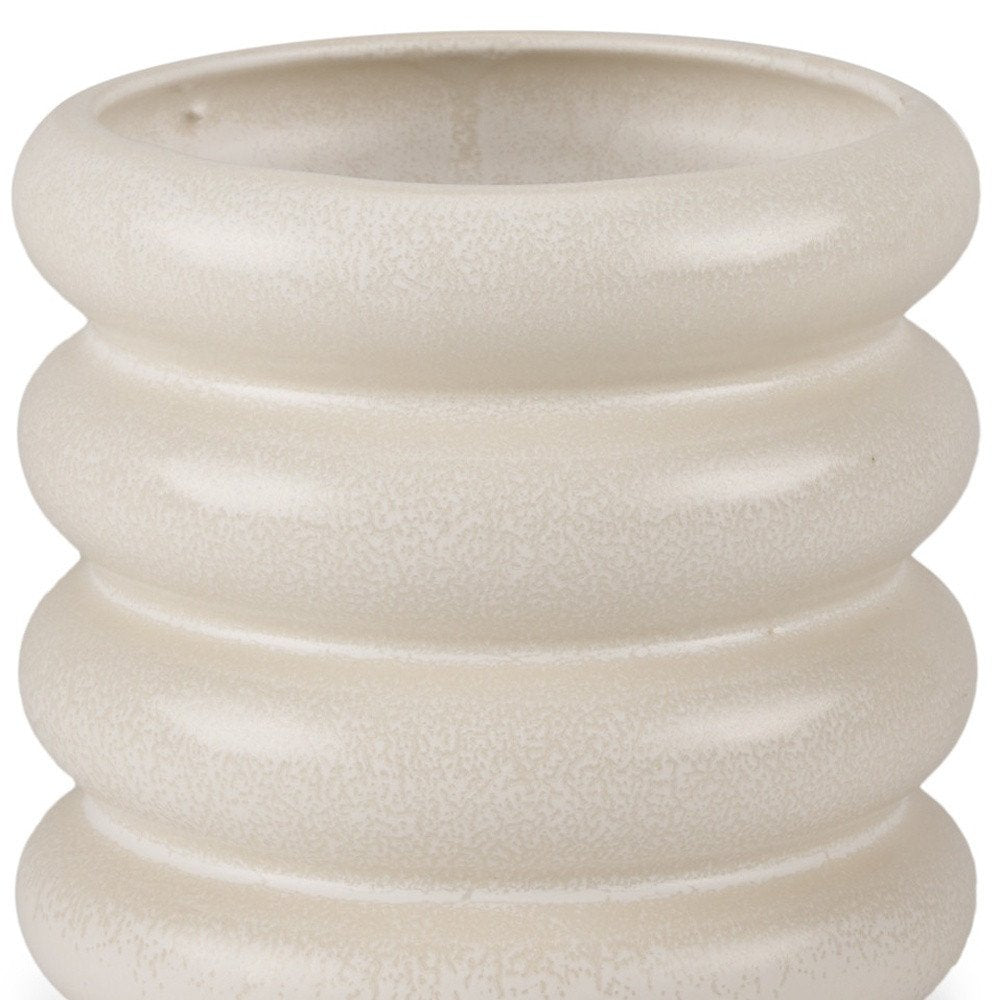 7" Cream Ceramic Stacking Rings Cylinder Table Vase HomeRoots