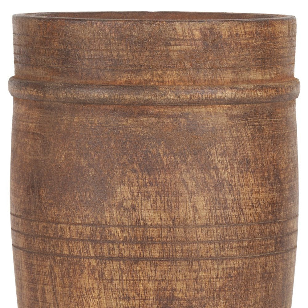 11" Brown Reclaimed Wood Cylinder Table Vase HomeRoots
