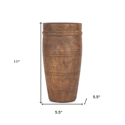 11" Brown Reclaimed Wood Cylinder Table Vase HomeRoots