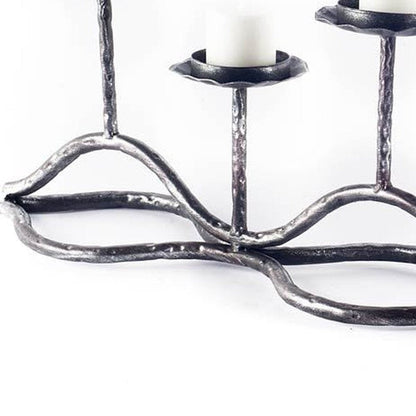 7" Black Distressed Geometric Metal Tabletop Tealight Candle Holder HomeRoots
