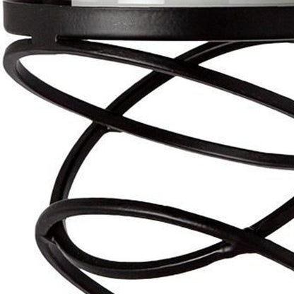 17" Black Geometric Glass And Metal Tabletop Pillar Candle Holder HomeRoots