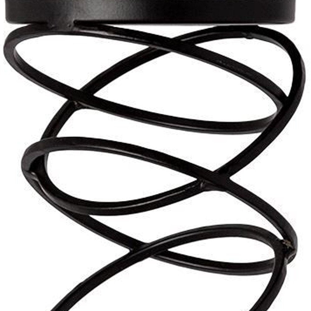 21" Black Geometric Glass And Metal Tabletop Pillar Candle Holder — view 2