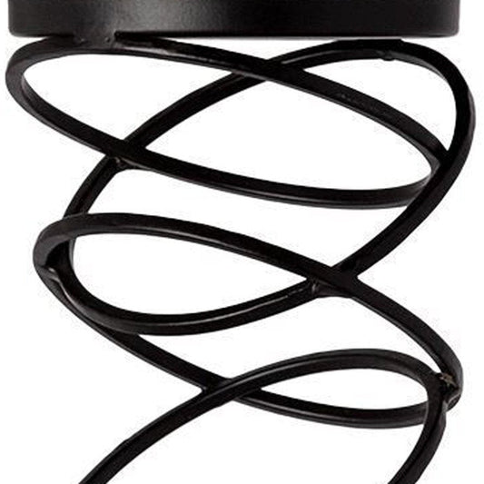 21" Black Geometric Glass And Metal Tabletop Pillar Candle Holder