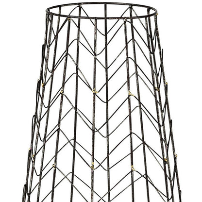 24" Gold Distressed Lattice Metal Tabletop Hurricane Candle Holder HomeRoots