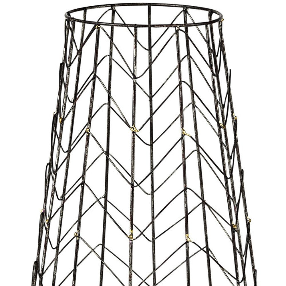 24" Gold Distressed Lattice Metal Tabletop Hurricane Candle Holder HomeRoots
