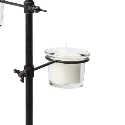 17" Black Distressed Abstract Metal Tabletop Tealight Candle Holder HomeRoots