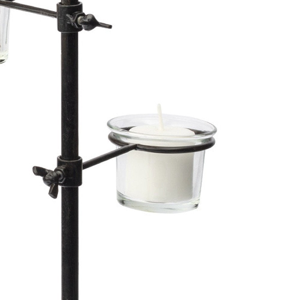 17" Black Distressed Abstract Metal Tabletop Tealight Candle Holder HomeRoots
