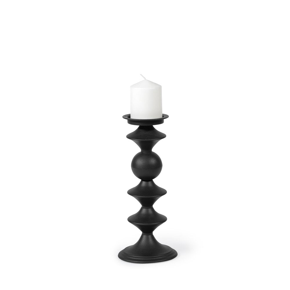 13" Black Metal Tabletop Pillar Candle Holder HomeRoots