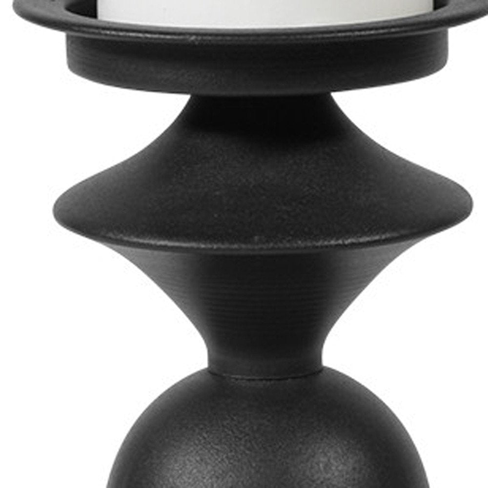 13" Black Metal Tabletop Pillar Candle Holder HomeRoots
