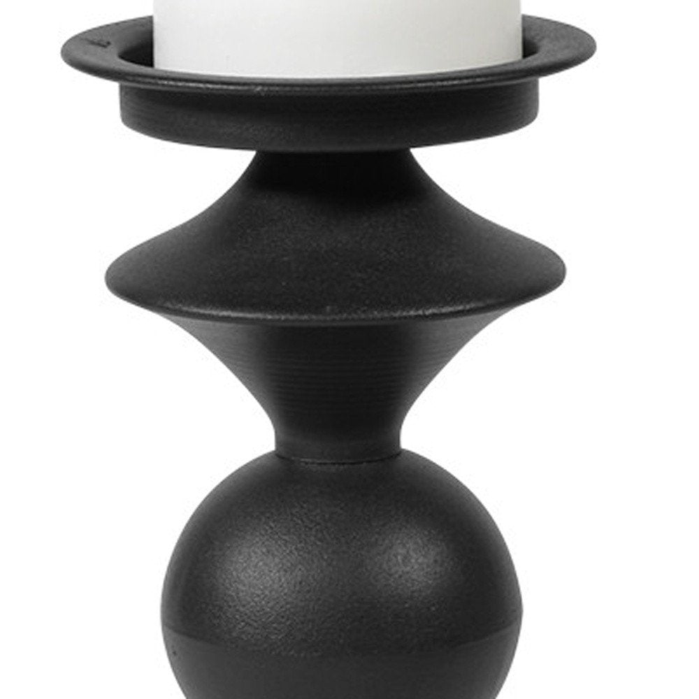 13" Black Metal Tabletop Pillar Candle Holder HomeRoots