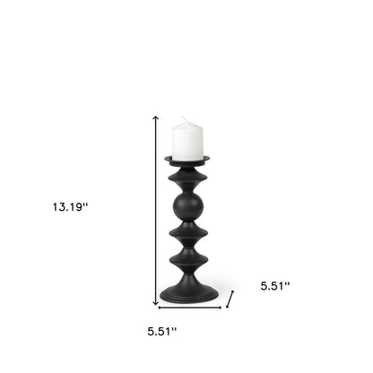 13" Black Metal Tabletop Pillar Candle Holder HomeRoots