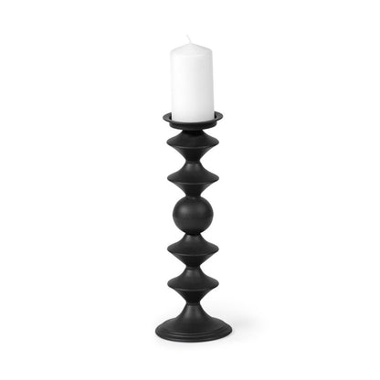 16" Black Metal Tabletop Pillar Candle Holder HomeRoots