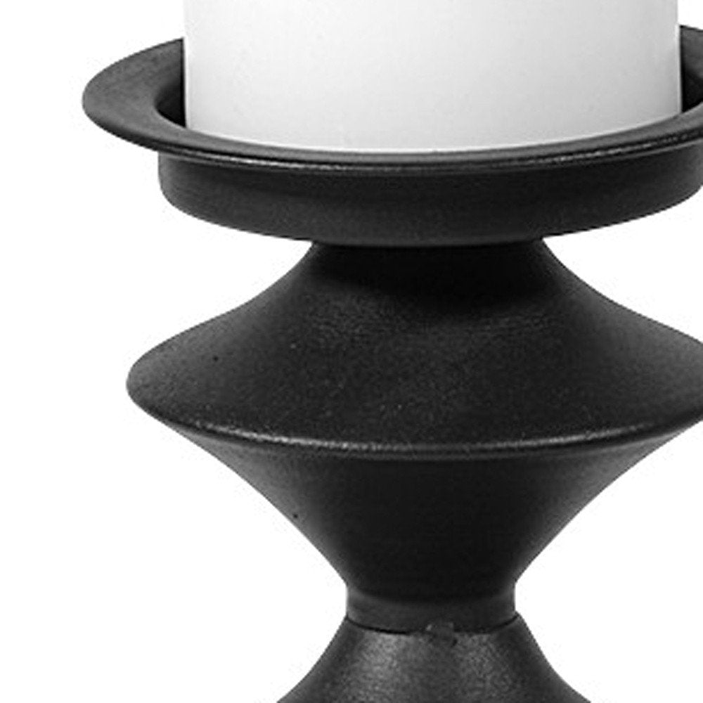 16" Black Metal Tabletop Pillar Candle Holder HomeRoots