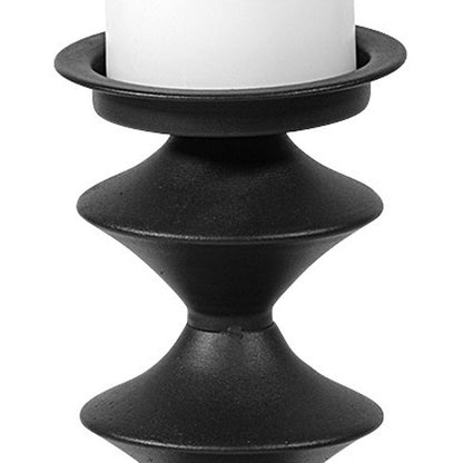 16" Black Metal Tabletop Pillar Candle Holder HomeRoots