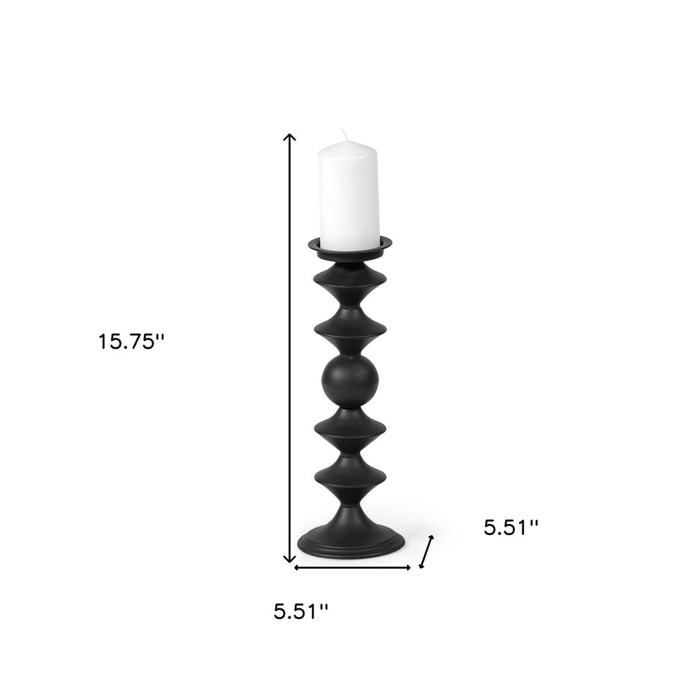 16" Black Metal Tabletop Pillar Candle Holder HomeRoots