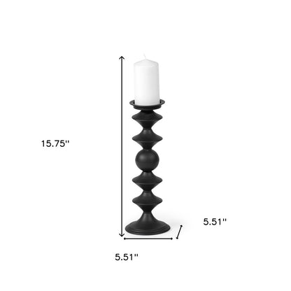 16" Black Metal Tabletop Pillar Candle Holder HomeRoots